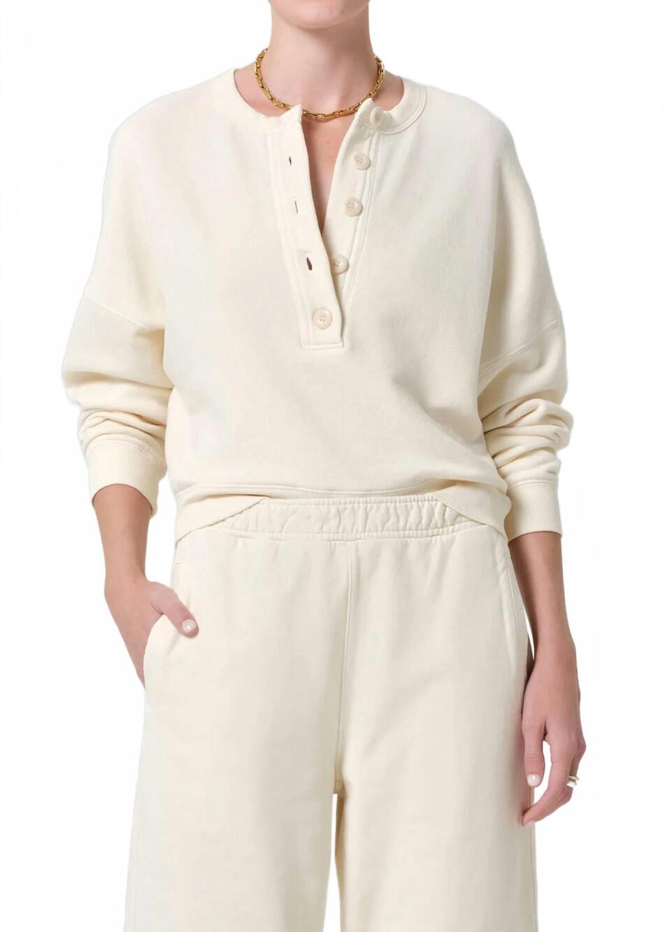 NEW CITIZENS OF HUMANITY rhomboid henley top in cream